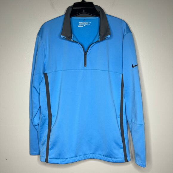 Nike Golf 1/4 Zip Pullover Fleece Mock Neck Therma Fit Blue Men's Size Medium - Picture 2 of 11